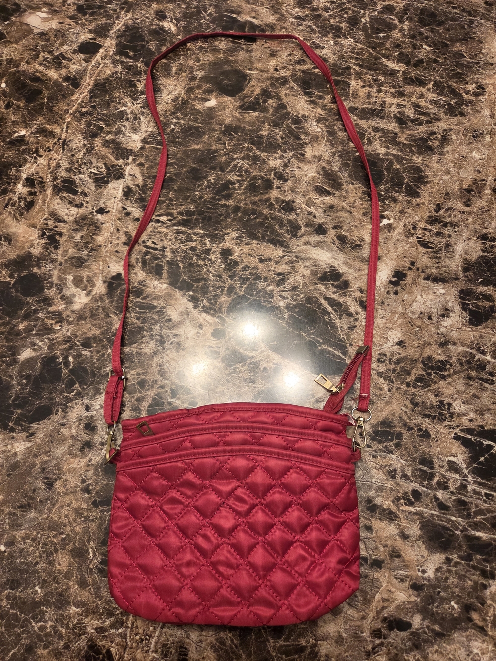 Red Quilted Crossbody Purse